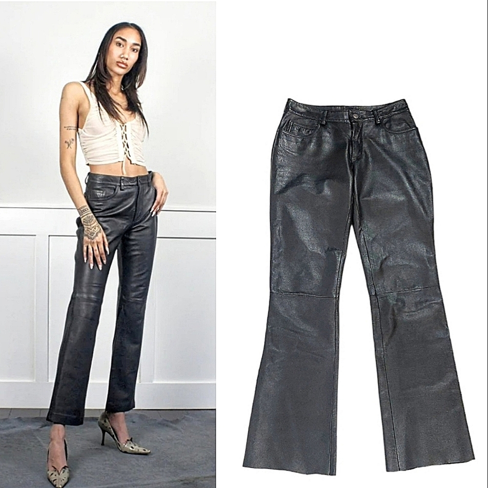 Wilsons Straight Leg-Boot Cut Black Leather Pants